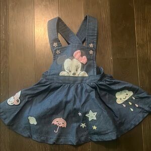 Disney Baby 9-12 months Minnie Denim Appliqué Overall Dress